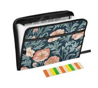 William Morris Fiore Pesca Blu Scuro Carta File Organizer 13 Tasche A4 Lettera Formato con Chiusura a Cerniera per Ufficio Ricevute Organizer tappeti de