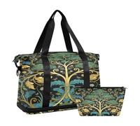 William Morris Green Life Tree Borsa a mano e bagaglio con tasca bagnata, tracolla regolabile, per palestra, sport, viaggio, grande capacità, per uomini e donne