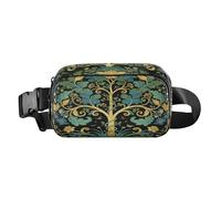 William Morris Green Life Tree Fashion Marsupio per uomo e donna, piccola borsa a tracolla antifurto, con cinghia regolabile, per viaggi, vacanze, corsa