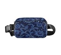 William Morris - Marsupio a tracolla alla moda con girasole blu scuro, per donne, uomini, adolescenti, mini marsupio con tracolla regolabile, per viaggi, palestra, lavoro