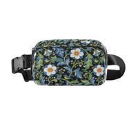 William Morris Marsupio alla moda con fiori blu, per donne e uomini, piccola borsa a tracolla regolabile, per viaggi, palestra, lavoro
