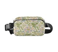 William Morris - Marsupio alla moda con giglio rosa, per uomo e donna, grande capacità, con tracolla regolabile, per viaggi, shopping, corsa