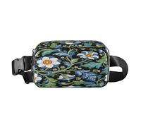 William Morris - Marsupio antifurto con fiori blu, alla moda, per donne d'affari, con cinghia regolabile, per viaggi, palestra, lavoro