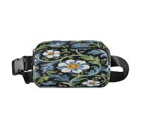 William Morris - Marsupio blu retrò con fiori eleganti per donne d'affari, resistente all'acqua, con cinghia regolabile, per ciclismo, escursionismo, palestra