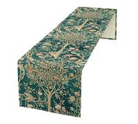 William Morris Original Design Vintage Flowers Green Botanical Printed Table Runner Vintage Floral Table Runner for Dining Table Decor 13 x 90 Inch
