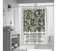 William Morris Pittura Tende Doccia Vintage Floreale Botanica Tenda Doccia Set con Ganci Impermeabile Tessuto Poliestere Tenda Da Bagno 180Bx275Lcm