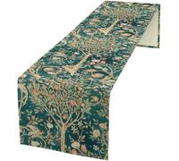 William Morris - Runner da tavola con design originale, motivo floreale vintage, verde, stampa botanica, per tavolo da pranzo, 33 x 178 cm