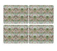 William Morris Set Di 4 Tovagliette con Sughero Indietro Strawberry Thief Design