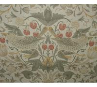 William Morris Strawberry Thief Color Ocra Pulizia Impermeabile Tovaglia Tessuto