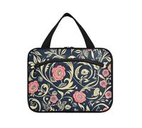 William Morris Style Floreale Blu Scuro Pesca Appeso Viaggio Toiletry con gancio, Accessori di Design Trucco Borsa Organizzatore per Viaggi Must Hotel Bolsa de maquillaje para Mujer, William Morris