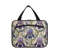 William Morris Style Iris Flowers Pattern Hanging Kit per gli uomini Viaggio con gancio, Designer Borse multifunzionali con cerniera per le donne Must Hotel bolsas para maquillaje de Mujer, William