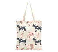 William Morris Style Mucca Corallo Borsa Tote di Tela Media per Le Donne Con Tasche Con Manici Riutilizzabile Tela Tote Bags Bulk Cool Regali Per Amiche Femminili