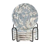 William Morris Style Squirrel Baby Blue - Set di 6 sottobicchieri assorbenti, con supporto, per bevande, casa, bar