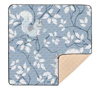 William Morris Style Squirrel Baby Blue - Tappetino da gioco per bambini, impermeabile, per la pancia, per bambini, 127 x 127 cm