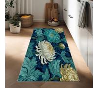 William Morris Tappeto Cucina 60 x 180 cm Passatoia Corridoio Tappeti, Pianta Crisantemi Bianchi E Verdi Antiscivolo Lavabile Tappeto Camera da Letto Sala Ufficio Lungo Pelo Corto Morbido Tappeti