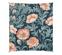 William Morris, tenda da spiaggia a forma di capanna con motivo floreale, colore blu scuro, UPF50+, facile da installare, con pala per sabbia, per cortile, prato, parco