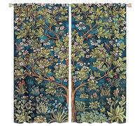 William Morris, tende per finestre, stile retrò, con stampa floreale, per soggiorno, camera da letto, decorazione termica per la casa, 2 pannelli, 107 x 160 cm, oscuranti