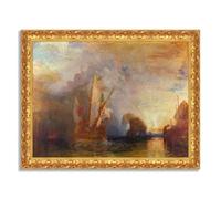 William Turner - Ulisse deride Polifemo - Quadro stampa su tela effetto dipinto con cornice in legno oro classico - 130x100 cm