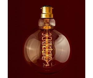 William & Watson Lampadina Edison B22 vintage XL - M Globe a spirale, attacco a baionetta 40 W (G95)