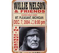 Willie Nelson & Friends - 2004 poster Mt. Pleasant, MI Retro Metallo Stagno Vintage Sign 30,5 x 20,3 cm Decorazione da parete