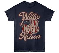 Willie Nelson - Itinerario 66 - Licenza Ufficiale - Tinta Blu Stampa Frontale Da