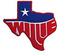 Willie Nelson - Rock Off officially licensed products Willie Nelson Patch Texas Logo Ufficiale Embroidered Woven Iron On Size Accessory Size