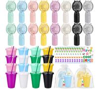 Willinglong 64 mini ventagli in plastica per studenti di fine anno con carte, piccoli sacchetti per feste e premi, 16 set