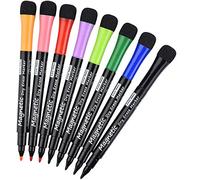 Willingood Pennarelli magnetici cancellabili a secco, confezione da 8, a basso odore, per lavagna, con gomme per bambini, insegnanti, per lavoro in aula su lavagna bianca, calendario, punta fine