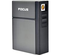 Willingood Portasigarette in alluminio 2 in 1 con accendino elettronico, elegante design in alluminio con accendino elettronico ricaricabile