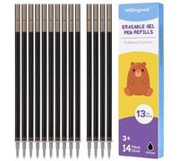 Willingood Refill per Penna Gel Cancellabile,compatibili con Legami,14 Pezzi, Nero, Altezza 13 cm, Inchiostro Termosensibile, Punta 0,7 mm, Particolarmente adatto per la scuola e la vita quotidiana