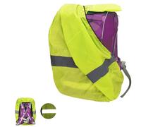 Willingood Zaino antipioggia per bambini delle scuole elementari, 18-25L, compatibile con Ergobag, Scout, Satch, universale, impermeabile, con fascia riflettente, bordi elastici (verde fluo)