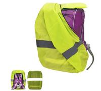 Willingood Zaino antipioggia per bambini delle scuole elementari, 18-25L, compatibile con Ergobag, Scout, Satch, universale, impermeabile, con fascia riflettente, bordi elastici (verde fluo)