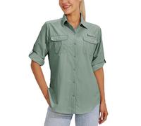 WILLIT Camicia da donna UPF 50+, maglietta a maniche lunghe, funzionale, Safari Angel SPF, ad asciugatura rapida, per escursioni, attività all'aria aperta, Verde salvia, S