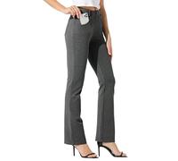 WILLIT Pantaloni abito da yoga da donna 29" 31" 33" bootcut elasticizzati da lavoro per ufficio casual con passanti per cintura 4 tasche, grigio scuro, XXL / 31L