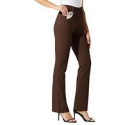 WILLIT Pantaloni abito da yoga da donna 29" 31" 33", pantaloni bootcut da lavoro elasticizzati per ufficio casual con passanti per cintura, 4 tasche, marrone, XL / 31L