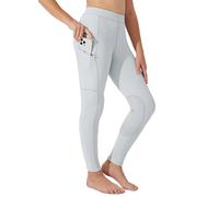 WILLIT Pantaloni da equitazione per bambini ragazze, leggings da equitazione con rinforzi al ginocchio, per giovani, per l'equitazione, pantaloni estivi traspiranti ed elastici con tasche, grigio