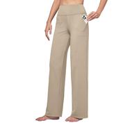 WILLIT Pantaloni da yoga da donna, a gamba larga, elasticizzati, a vita alta, controllo della pancia, per il tempo libero, lavoro, casual, con tasche
