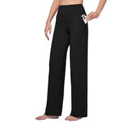 WILLIT Pantaloni da yoga da donna, a gamba larga, elasticizzati, a vita alta, controllo della pancia, per il tempo libero, lavoro, casual, con tasche