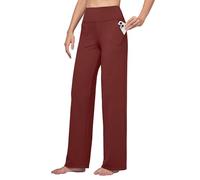 WILLIT Pantaloni da yoga da donna, a gamba larga, elasticizzati, per il controllo della pancia, per il lavoro, casual, con tasche, a vita alta, 28", 30", 32", rosso vivo, L