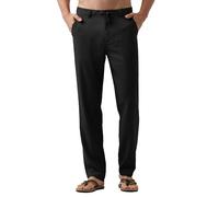 WILLIT Pantaloni lunghi da uomo, in cotone, leggeri, estivi, per il tempo libero, con tasche, coulisse, per vacanze, yoga, spiaggia, tutti i giorni, Nero , 33W