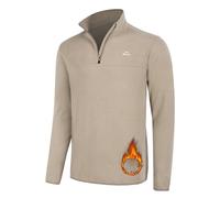 Willit Pullover invernale da uomo in pile a maniche lunghe, cerniera a un quarto, per il freddo, per golf, escursionismo, casual, caldo, Tè Latteo, L