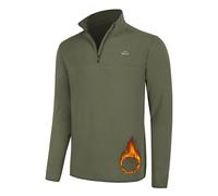 Willit Pullover invernale da uomo in pile a maniche lunghe, cerniera a un quarto, per il freddo, per golf, escursionismo, casual, caldo, Verde militare, M