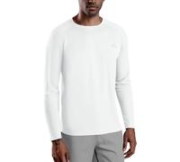 WILLIT Rashguard - Maglietta a maniche lunghe, funzionale per nuoto, surf, pesca, escursionismo, traspirante, ad asciugatura rapida, protezione solare, bianco, M