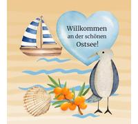 „Willkommen an der Ostsee - Möwe & Meer - Dein Gästebuch für unvergessliche Momente“: Charmante Cartoon-Möwen & maritimes Sand-Design - das perfekte Gästebuch für deine Ferienwohnung an der Ostsee!