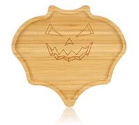 WILLKOMMEN Vassoio da Servizio, Tagliere a Forma di Pipistrello in Bambù, Vassoio 25 x 22 cm per Feste Bambini, Piatto per Formaggi Spaventoso