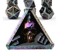 willmove Set di dadi in metallo con teschio misterioso fantasma, per dungeons e dragons, Cthulhu DCC, accessori per giochi di ruolo, idea regalo per DND, viola Vemon iridescenza