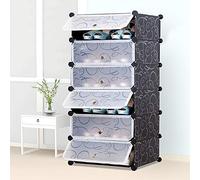 Willonin Armadio Guardaroba Modulare 12 Cubi, Scaffale Componibile con Ante- Modulabile Salvaspazio Storage Organizer (45 x 36 x 105 cm)