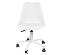 Willonin Sedia da ufficio scandinava, sedia da ufficio design sedile imbottito con 5 ruote, sedia girevole a 360° e regolabile in altezza piede in metallo laccato (bianco-1)
