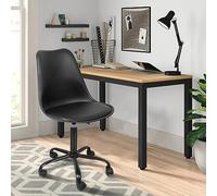 Willonin Sedia da ufficio scandinava, sedia da ufficio design sedile imbottito con 5 ruote, sedia girevole a 360° e regolabile in altezza piede in metallo laccato (nero-1)