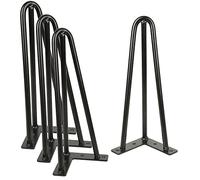 Willonin Set di 4 piedini per capelli fai da te mobili da tavolo in metallo gambe ideali per tavolo da pranzo, ufficio -con tre pali, 30 cm, nero